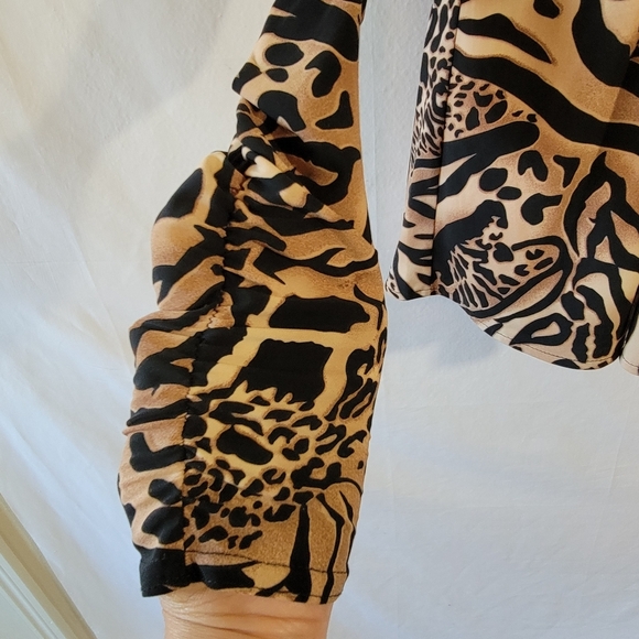 VTG Y2K Linda Segal Babydoll Top Sz L Animal Print Whimsigoth Fairy Grunge Boho - Picture 6 of 13